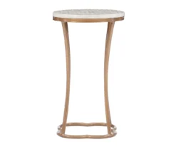 Globa Designs White & Gold Capiz Mosaic Beehive Accent Table 16 Globa Designs White & Gold Capiz Mosaic Beehive Accent Table -Chic Furniture Store 810543194 A1