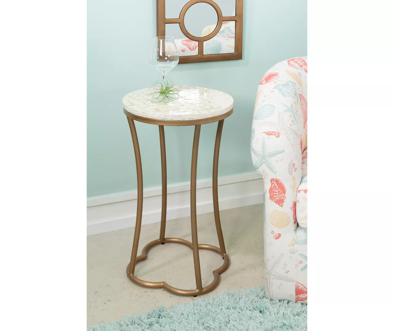 Globa Designs White & Gold Capiz Mosaic Beehive Accent Table 3 Globa Designs White & Gold Capiz Mosaic Beehive Accent Table