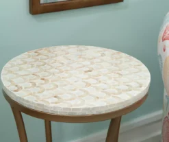 Globa Designs White & Gold Capiz Mosaic Beehive Accent Table 25 Globa Designs White & Gold Capiz Mosaic Beehive Accent Table -Chic Furniture Store 810543194 B8