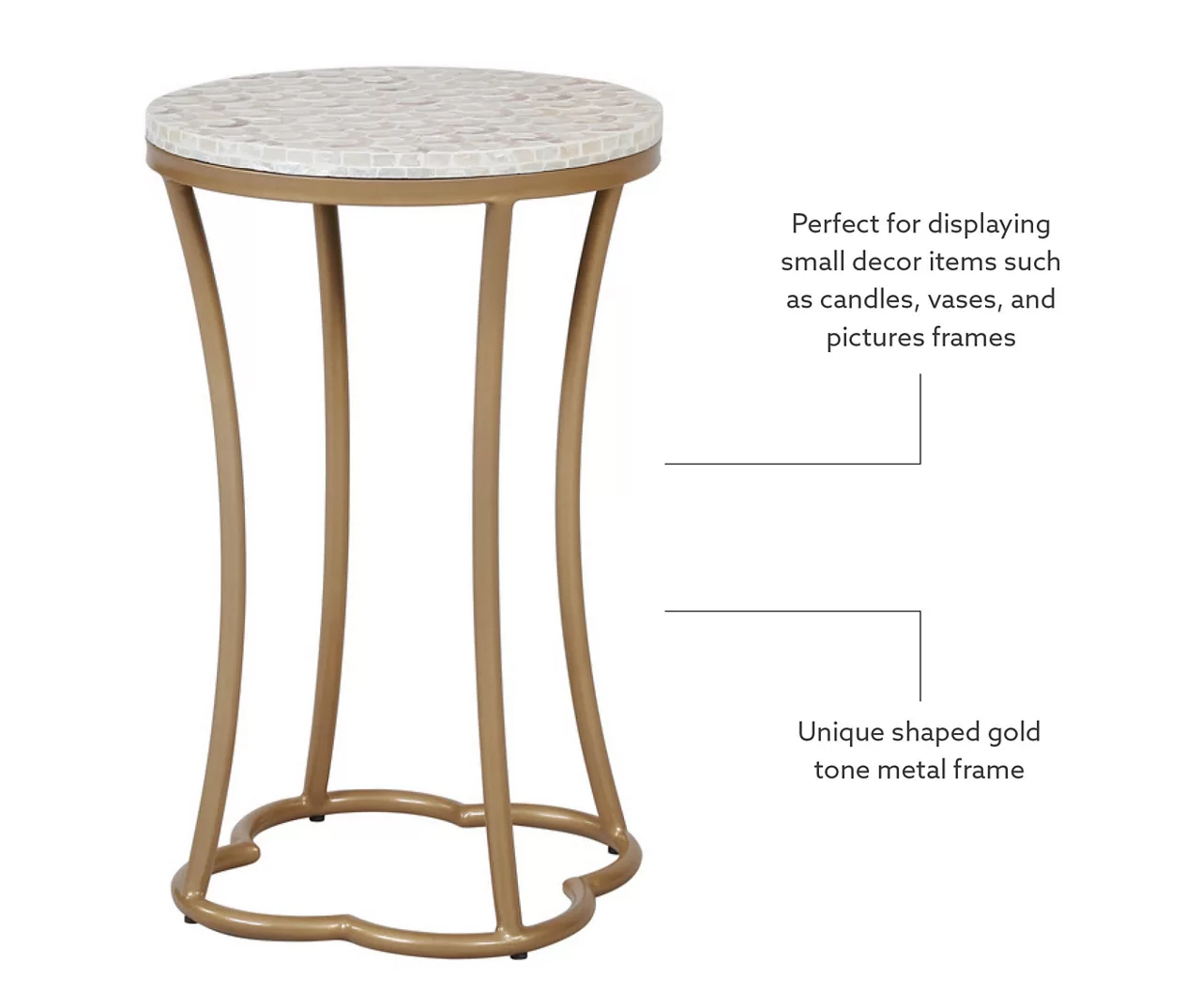 Globa Designs White & Gold Capiz Mosaic Beehive Accent Table 4 Globa Designs White & Gold Capiz Mosaic Beehive Accent Table - Image 2