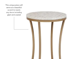 Globa Designs White & Gold Capiz Mosaic Beehive Accent Table 18 Globa Designs White & Gold Capiz Mosaic Beehive Accent Table -Chic Furniture Store 810543194 M0 2