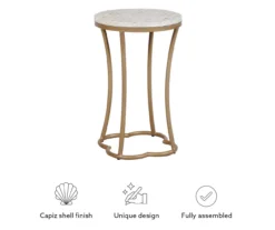 Globa Designs White & Gold Capiz Mosaic Beehive Accent Table 19 Globa Designs White & Gold Capiz Mosaic Beehive Accent Table -Chic Furniture Store 810543194 M0 3
