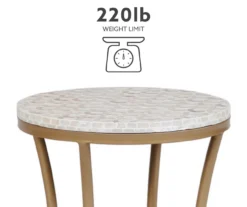 Globa Designs White & Gold Capiz Mosaic Beehive Accent Table 21 Globa Designs White & Gold Capiz Mosaic Beehive Accent Table -Chic Furniture Store 810543194 M0 4