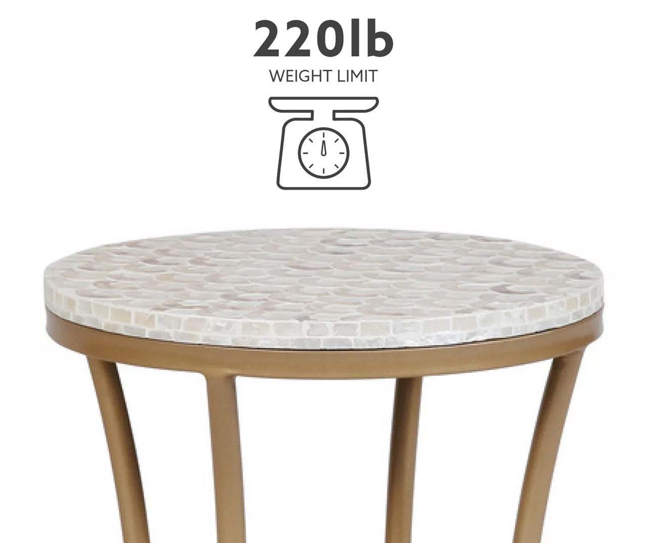 Globa Designs White & Gold Capiz Mosaic Beehive Accent Table 10 Globa Designs White & Gold Capiz Mosaic Beehive Accent Table - Image 8