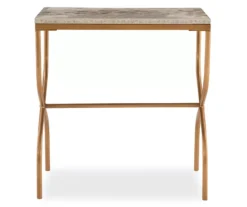 Global Designs Gold Geometric Capiz Mosaic Fish Pattern Accent Table -Chic Furniture Store 810543217 3