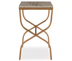 Global Designs Gold Geometric Capiz Mosaic Fish Pattern Accent Table -Chic Furniture Store 810543217 4