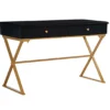 Glam Black & Gold 2-Drawer Campaign Desk -Chic Furniture Store 810543220 1