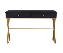 Glam Black & Gold 2-Drawer Campaign Desk 9 Glam Black & Gold 2-Drawer Campaign Desk -Chic Furniture Store 810543220 3