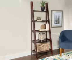 Boston Espresso 5-Shelf Wooden Ladder Bookcase -Chic Furniture Store 810543223 2