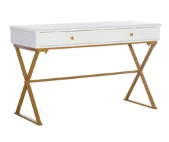 Glam White & Gold 2-Drawer Campaign Desk 19 Glam White & Gold 2-Drawer Campaign Desk -Chic Furniture Store 810543228 A0 1