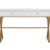 Glam White & Gold 2-Drawer Campaign Desk -Chic Furniture Store 810543228 A0 2