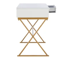 Glam White & Gold 2-Drawer Campaign Desk 23 Glam White & Gold 2-Drawer Campaign Desk -Chic Furniture Store 810543228 A0 7