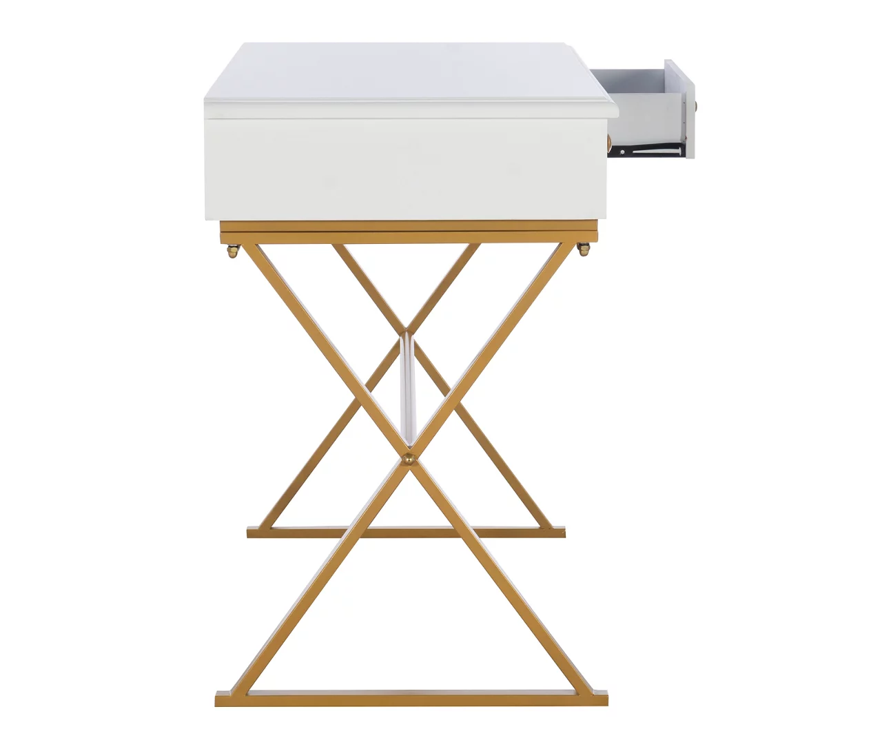 Glam White & Gold 2-Drawer Campaign Desk 12 Glam White & Gold 2-Drawer Campaign Desk - Image 10