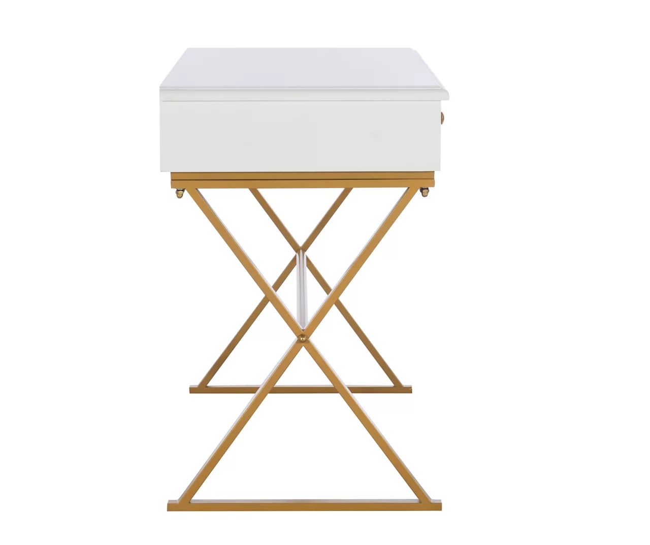 Glam White & Gold 2-Drawer Campaign Desk 11 Glam White & Gold 2-Drawer Campaign Desk - Image 9