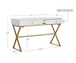 Glam White & Gold 2-Drawer Campaign Desk 25 Glam White & Gold 2-Drawer Campaign Desk -Chic Furniture Store 810543228 D8 12
