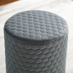 Royal Gray Quilted Ottoman With Silver Base 11 Royal Gray Quilted Ottoman With Silver Base -Chic Furniture Store 810543261 4