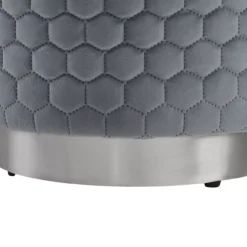 Royal Gray Quilted Ottoman With Silver Base 12 Royal Gray Quilted Ottoman With Silver Base -Chic Furniture Store 810543261 5