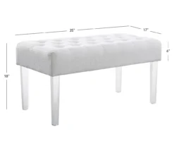 Marie Glitz White Tufted Linen Acrylic Leg Bench -Chic Furniture Store 810543267 A7