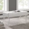 Marie Glitz White Tufted Linen Acrylic Leg Bench