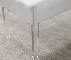 Marie Glitz White Tufted Linen Acrylic Leg Bench -Chic Furniture Store 810543267 B8