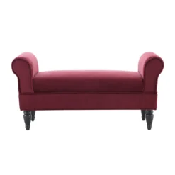 Elsie Berry & Dark Mahogany Upholstered Rolled Arm Bench -Chic Furniture Store 810543272 3