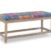 Moroccan Tapestry Upholstered Rustic Driftwood Bench -Chic Furniture Store 810543273 1
