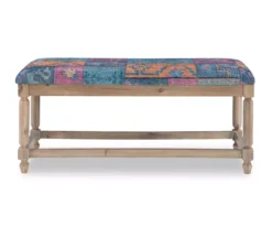 Moroccan Tapestry Upholstered Rustic Driftwood Bench -Chic Furniture Store 810543273 3