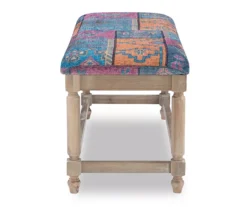 Moroccan Tapestry Upholstered Rustic Driftwood Bench -Chic Furniture Store 810543273 4