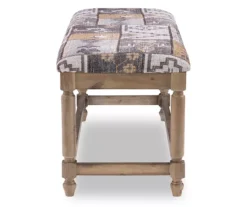 Gray Moroccan Tapestry Upholstered Rustic Driftwood Bench -Chic Furniture Store 810543274 4