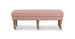 Claire Linen Upholstered Rolling Bench -Chic Furniture Store 810543277 6