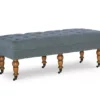 Claire Linen Upholstered Rolling Bench -Chic Furniture Store 810543278 1