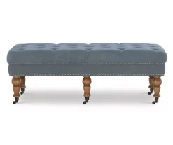 Claire Linen Upholstered Rolling Bench -Chic Furniture Store 810543278 3