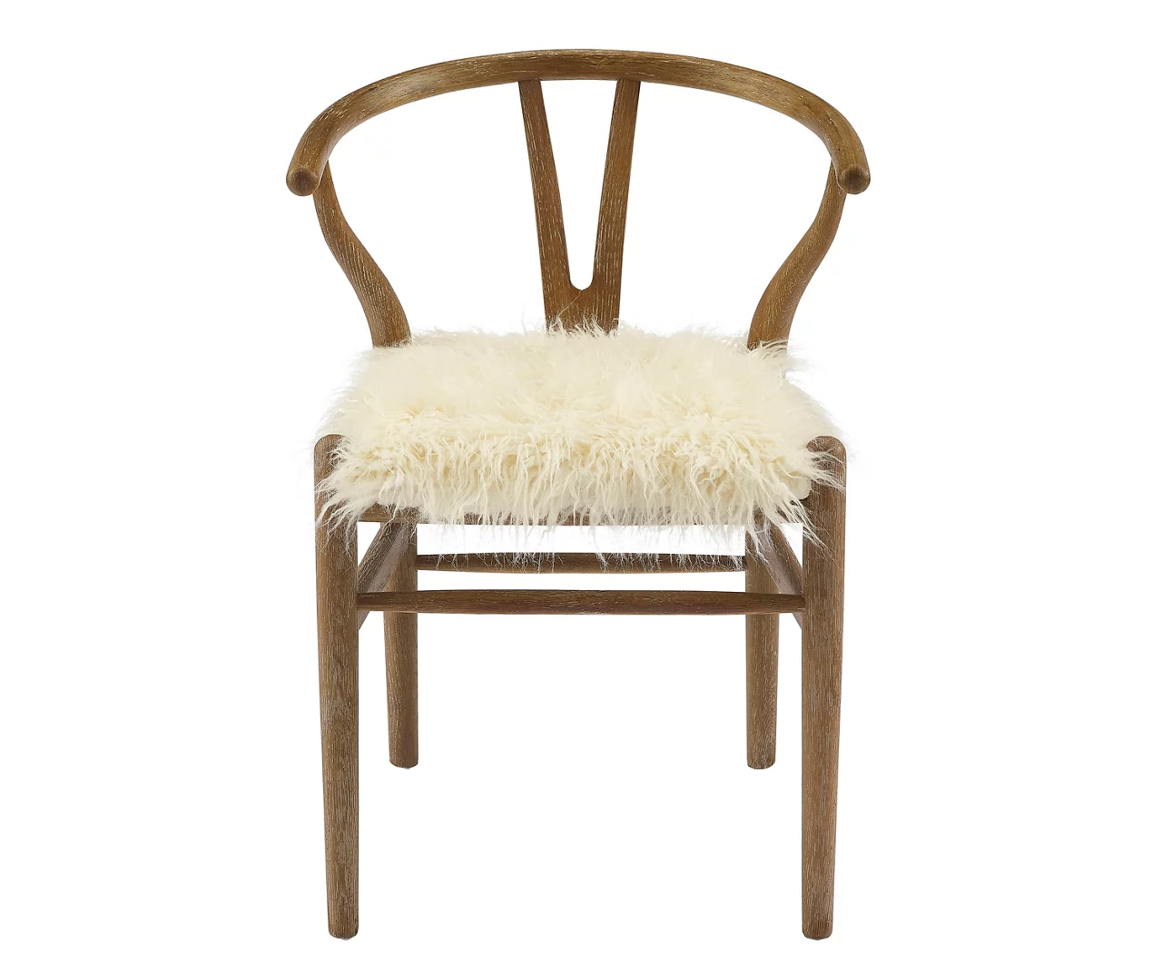Emmitt Gray & Brown Faux Fur Wishbone Chair 7 Emmitt Gray & Brown Faux Fur Wishbone Chair - Image 5