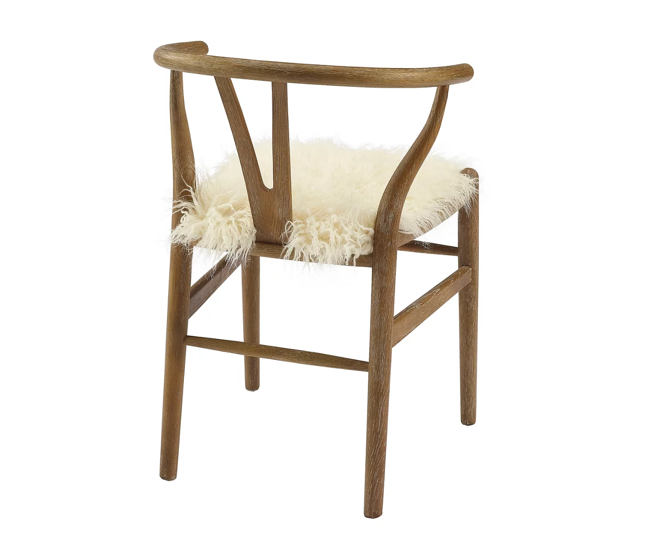 Emmitt Gray & Brown Faux Fur Wishbone Chair 10 Emmitt Gray & Brown Faux Fur Wishbone Chair - Image 8