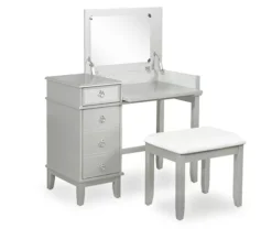 Jasmine 2-Piece White 1-Drawer Lifting Mirror Vanity Set