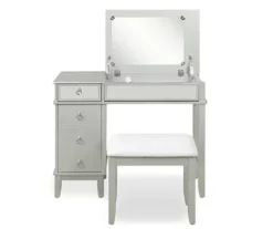Jasmine 2-Piece White 1-Drawer Lifting Mirror Vanity Set -Chic Furniture Store 810543315 5