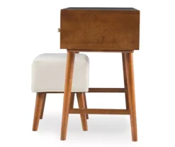 Merci 2-Piece White & Walnut 2-Drawer Lifting Mirror Vanity Set -Chic Furniture Store 810543353 4