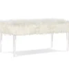Cara White Faux Fur Acrylic Leg Bench -Chic Furniture Store 810543373 1
