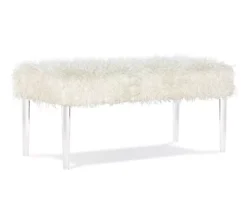 Cara White Faux Fur Acrylic Leg Bench -Chic Furniture Store 810543373 4