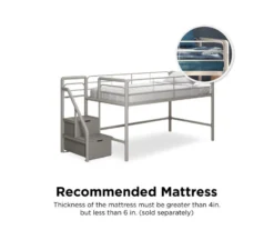 DHP Kaden Gray Junior Twin Loft Bed With Storage Steps 10 DHP Kaden Gray Junior Twin Loft Bed With Storage Steps -Chic Furniture Store 810543776 1