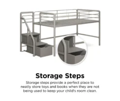 DHP Kaden Gray Junior Twin Loft Bed With Storage Steps 12 DHP Kaden Gray Junior Twin Loft Bed With Storage Steps -Chic Furniture Store 810543776 3