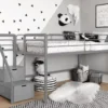 DHP Kaden Gray Junior Twin Loft Bed With Storage Steps