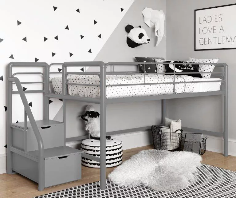 DHP Kaden Gray Junior Twin Loft Bed With Storage Steps 3 DHP Kaden Gray Junior Twin Loft Bed With Storage Steps