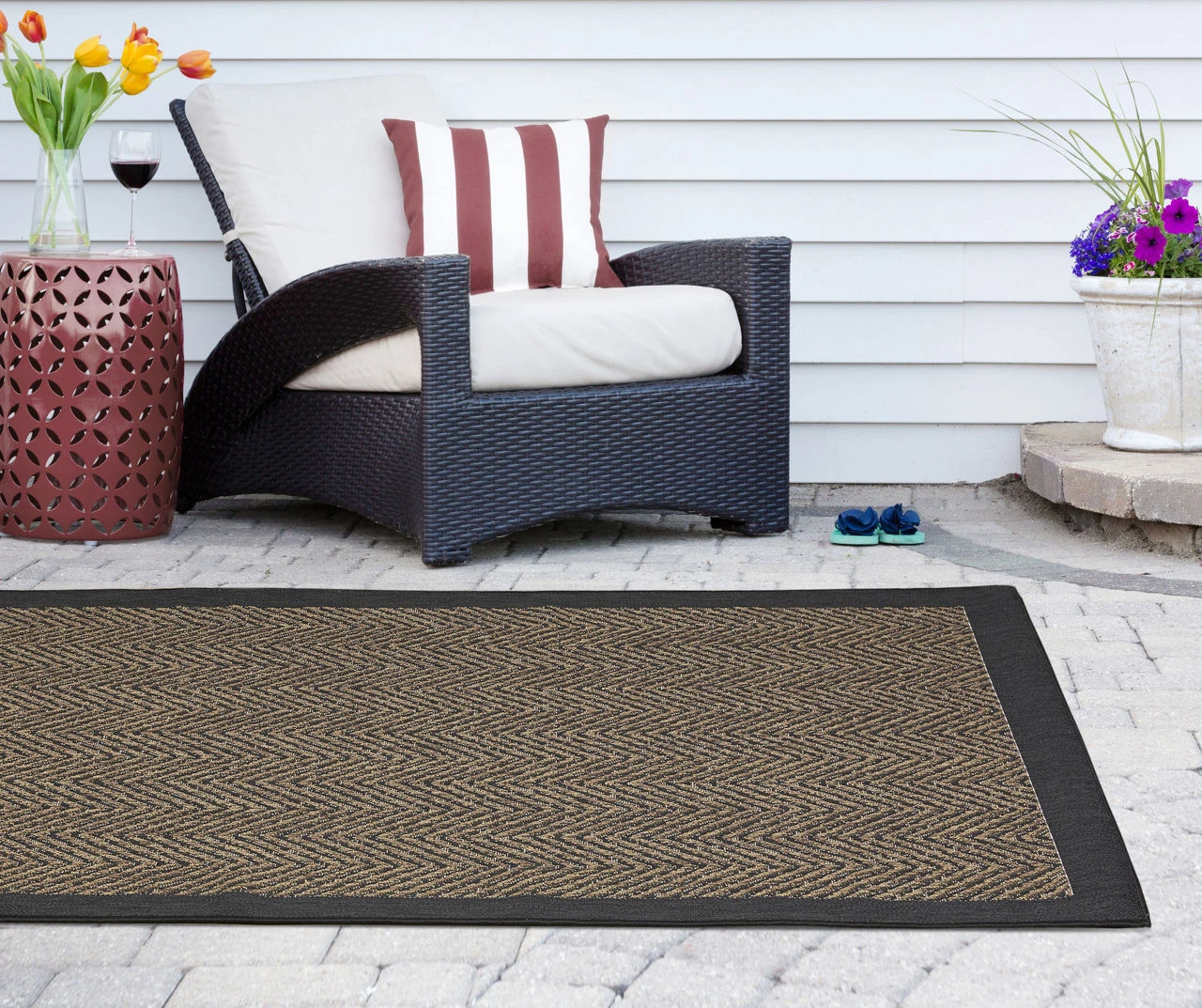 Biscayne Textured Chevron Outdoor Area Rug, (5' X 7') 3 Biscayne Textured Chevron Outdoor Area Rug, (5' X 7')