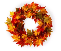 24" Maple Leaves Light-Up Wreath
