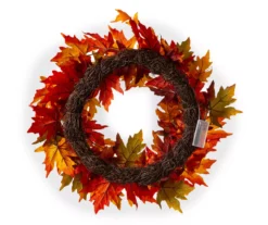 24" Maple Leaves Light-Up Wreath -Chic Furniture Store 810547843 3