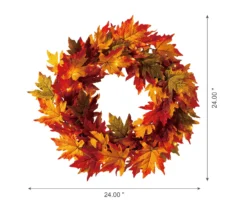 24" Maple Leaves Light-Up Wreath -Chic Furniture Store 810547843 6