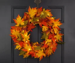 24" Maple Leaves Light-Up Wreath -Chic Furniture Store 810547843 7
