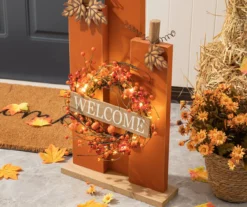 "Welcome" Light-Up Wreath Pumpkin Decor -Chic Furniture Store 810547855 A0 4