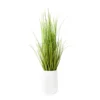 30.7" Tall Grass In White Carved Ceramic Planter